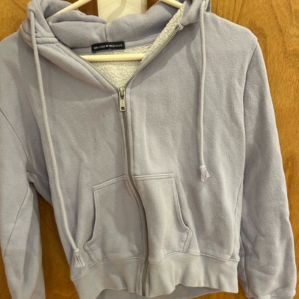 Brandy Melville Light Blue Zip-Up Hoodie